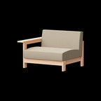 Ishinomaki Laboratory Sofa 1.5P One Arm โซฟากลางแจ้งพนักพิงด้านเดียว โครงไม้ พร้อมเบาะผ้า ออกแบบโดย Keiji Ashizawa