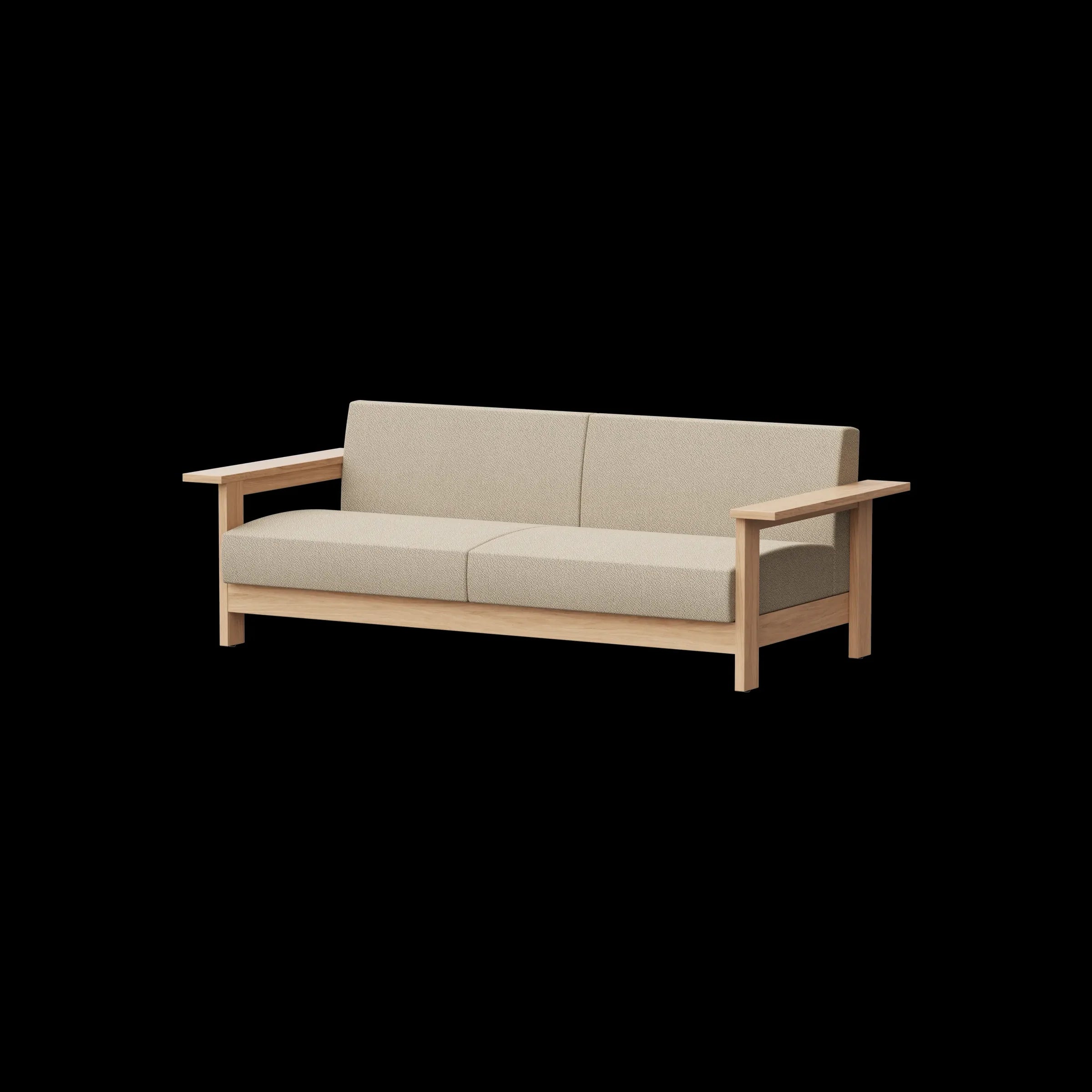 Ishinomaki Laboratory Sofa 3P โซฟากลางแจ้งโครงไม้ พร้อมเบาะผ้า ออกแบบโดย Keiji Ashizawa