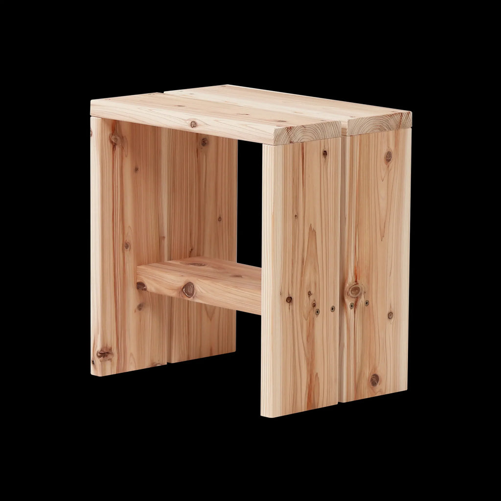 Ishinomaki Laboratory Stand Stool สตูลไม้มีร่องตรงกลางที่นั่ง ออกแบบโดย TORAFU ARCHITECTS