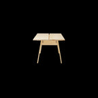 Ishinomaki Laboratory Os Table โต๊ะไม้โครงสร้าง A-frame พร้อมร่องกลางสำหรับสายไฟ ออกแบบโดย Paul Vaugoyeau