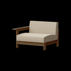 Ishinomaki Laboratory Sofa 1.5P One Arm โซฟากลางแจ้งพนักพิงด้านเดียว โครงไม้ พร้อมเบาะผ้า ออกแบบโดย Keiji Ashizawa