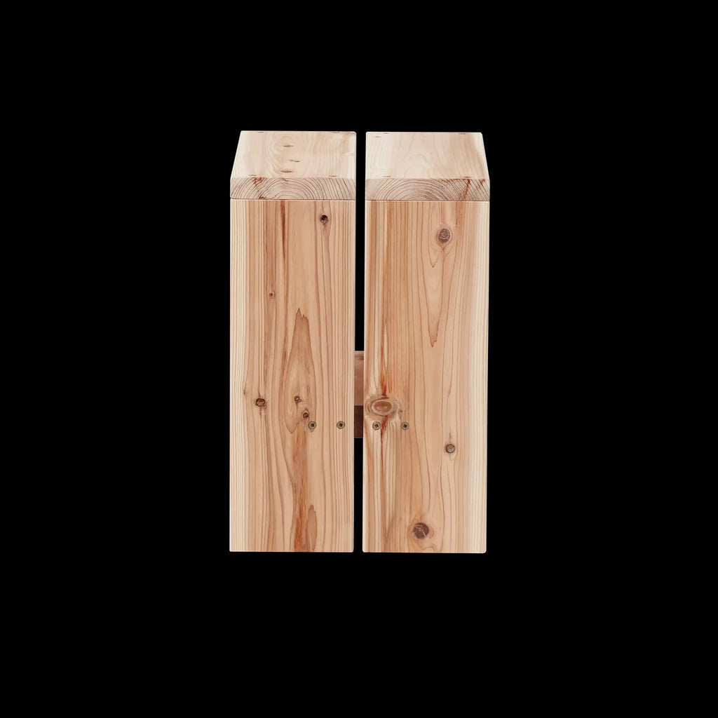 Ishinomaki Laboratory Stand Stool สตูลไม้มีร่องตรงกลางที่นั่ง ออกแบบโดย TORAFU ARCHITECTS