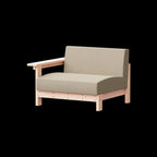Ishinomaki Laboratory Sofa 1.5P One Arm โซฟากลางแจ้งพนักพิงด้านเดียว โครงไม้ พร้อมเบาะผ้า ออกแบบโดย Keiji Ashizawa