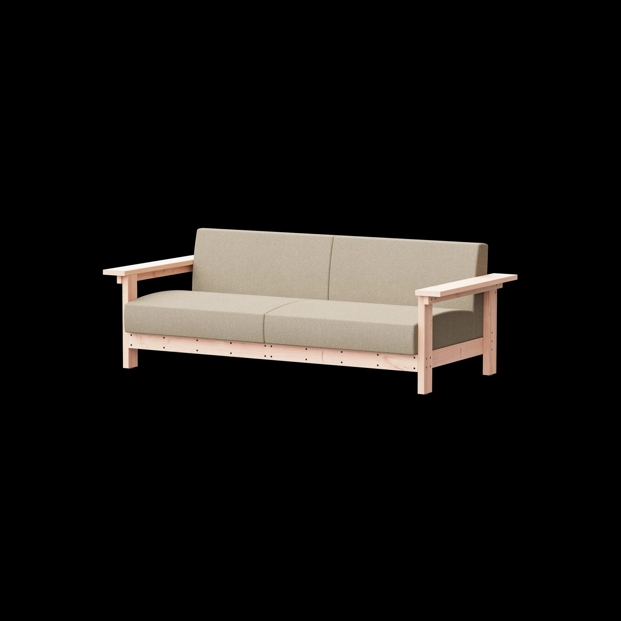 Ishinomaki Laboratory Sofa 3P โซฟากลางแจ้งโครงไม้ พร้อมเบาะผ้า ออกแบบโดย Keiji Ashizawa