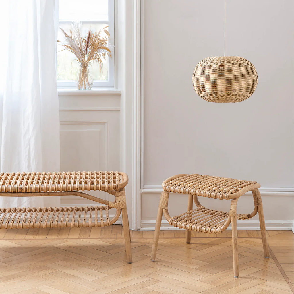 Sika Design Machiya Stool สตูลหวาย พร้อมชั้นวาง