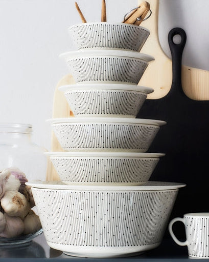 ชาม Mainio Sarastus จาก Arabia ขนาด 17 ซม. ลายกราฟิกขาวดำ สไตล์นอร์ดิก
