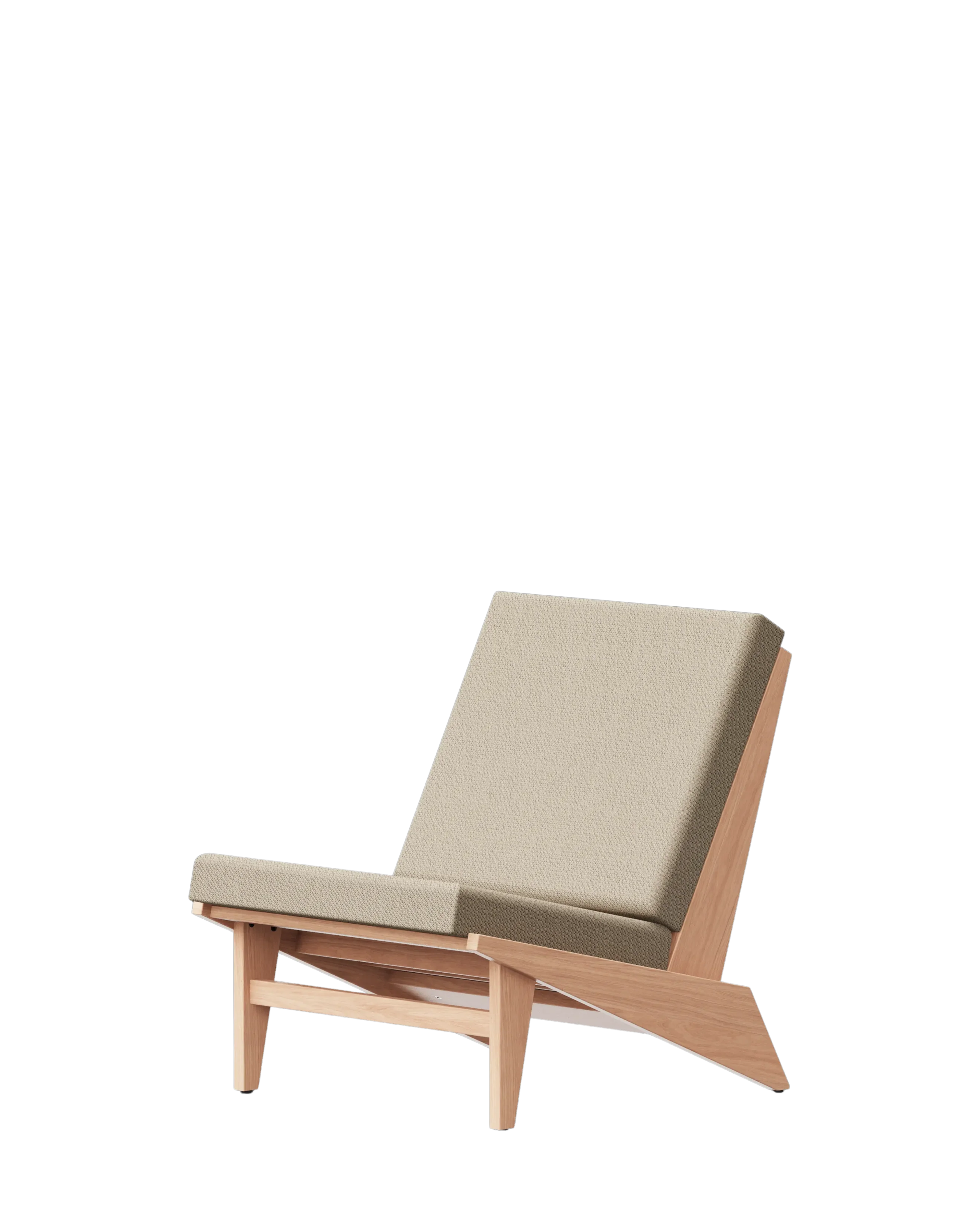 Ishinomaki Laboratory 105° Lounge Chair เก้าอี้พักผ่อนไม้พร้อมเบาะผ้า มุมเอน 105 องศา ออกแบบโดย Norm Architects