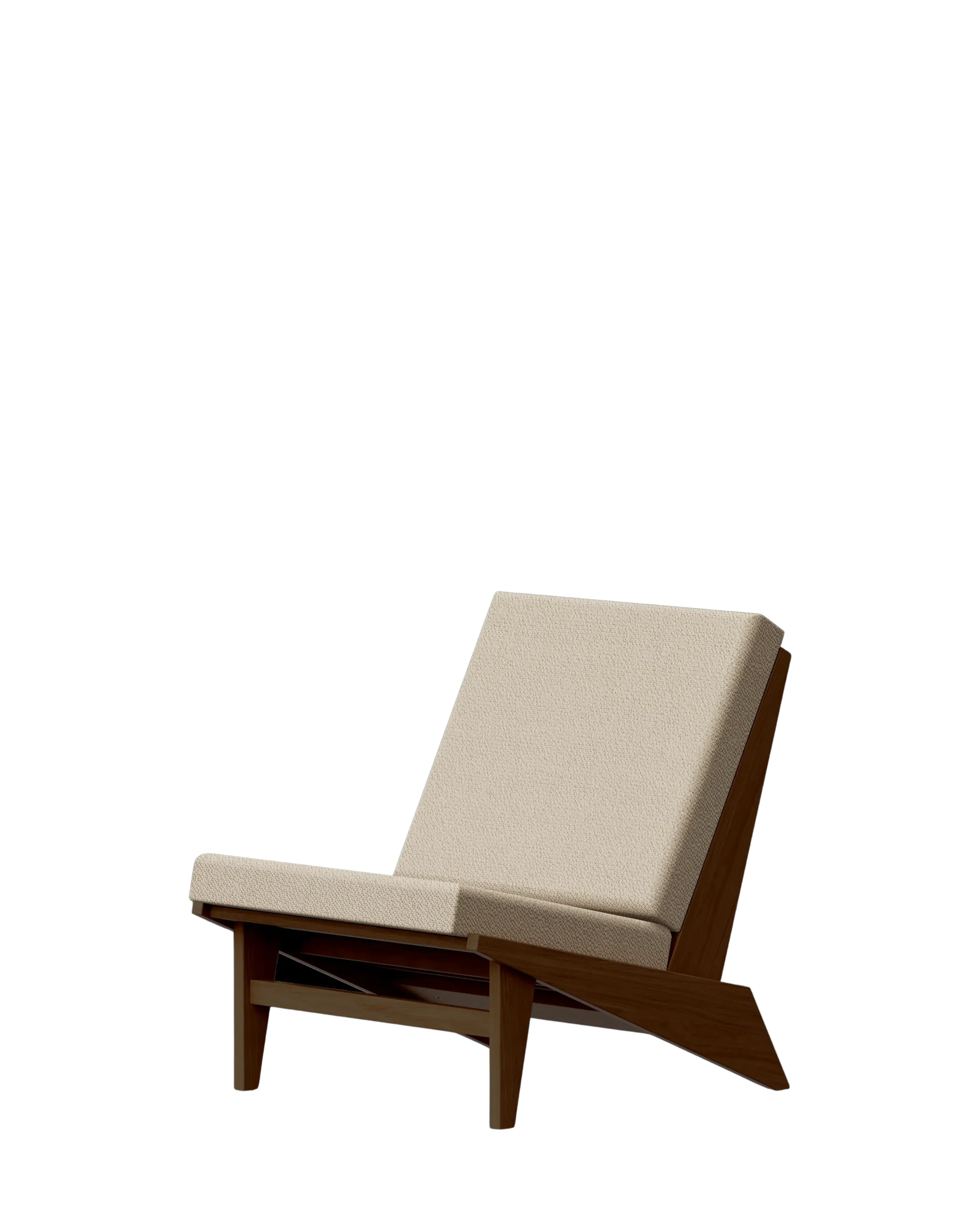 Ishinomaki Laboratory 105° Lounge Chair เก้าอี้พักผ่อนไม้พร้อมเบาะผ้า มุมเอน 105 องศา ออกแบบโดย Norm Architects