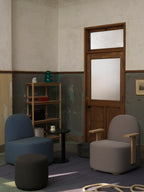 Karimoku New Standard Polar Lounge Chair S เก้าอี้เลานจ์เบาะบุผ้าฐานไม้โอ๊ค ออกแบบโดย Moritz Schlatter