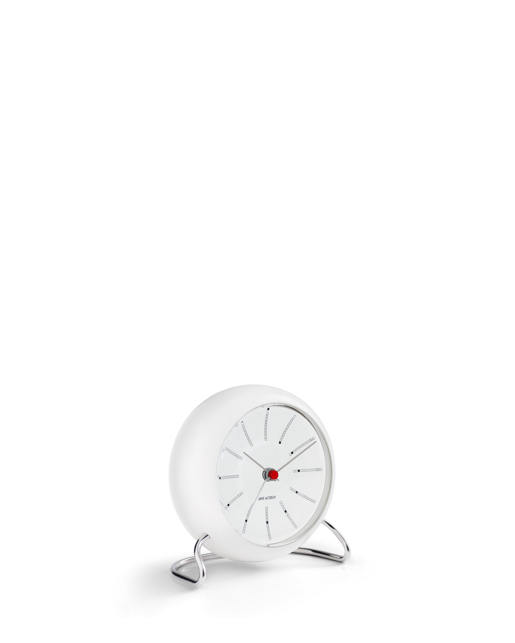นาฬิกาตั้งโต๊ะ Arne Jacobsen Bankers Table Clock ดีไซน์มินิมอลคลาสสิก หน้าปัดกราฟิกอ่านง่าย ฐานโลหะโค้งแบบไอคอนิก จัดจำหน่ายโดย Old Pine Trees