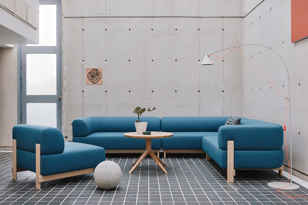 Karimoku New Standard Elephant Sofa 2-Seater Right Arm Corner โมดูลโซฟาเบาะบุผ้าฐานไม้เกาลัด ออกแบบโดย Christian Haas