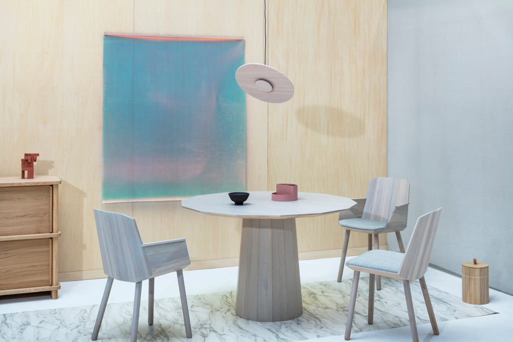 Karimoku New Standard Colour Wood Armchair เก้าอี้ไม้โอ๊คมีที่วางแขน ออกแบบโดย Scholten & Baijings
