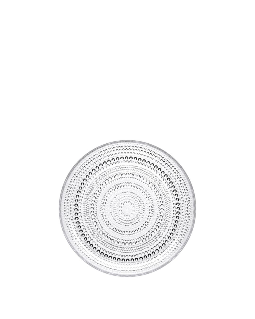 จานแก้ว Kastehelmi จาก Iittala ลวดลายหยดน้ำ ดีไซน์โดย Oiva Toikka
