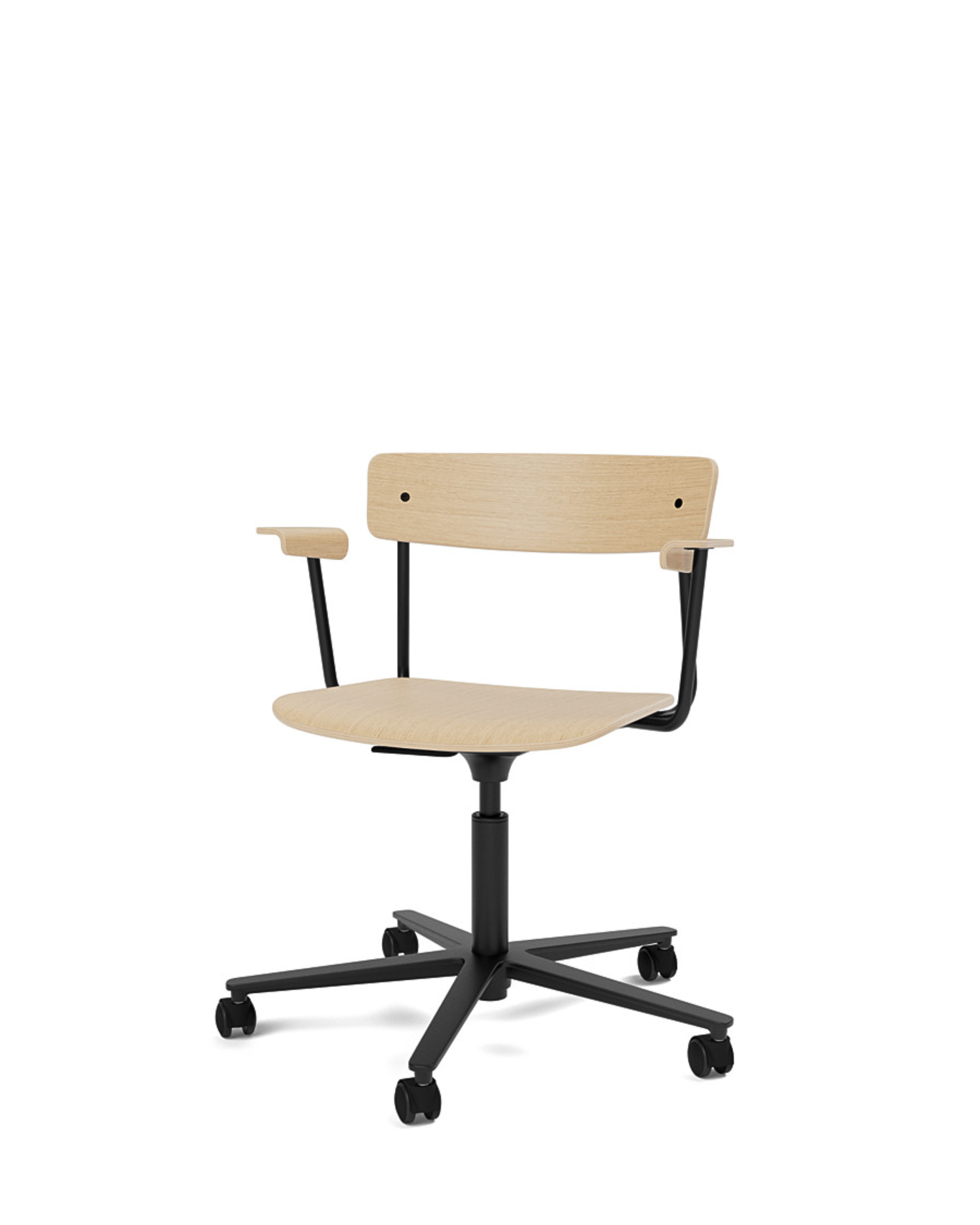 เก้าอี้ Cross Task Chair จาก TAKT แบรนด์เฟอร์นิเจอร์ร่วมสมัยจากเดนมาร์ก ออกแบบโดย Pearson Lloyd เพื่อผสมผสานความเรียบง่ายแบบสแกนดิเนเวียเข้ากับฟังก์ชันการทำงานในชีวิตจริง โครงสร้างเหล็กรีไซเคิลและไม้โอ๊กแท้รับรอง FSC® ให้ความมั่นคงและความอบอุ่นในเวลาเดียวกัน ปรับระดับความสูง หมุนได้ 360 องศา และออกแบบให้ประกอบง่าย ซ่อมได้ทุกชิ้นส่วนตามแนวคิด Perpetual Sustainable Design เพื่อยืดอายุการใช้งานและลดการสิ้นเปลือง สะท้อนความงามของงานออกแบบที่สมดุลระหว่างประโยชน์ใช้สอยและความยั่งยืน จัดจำหน่ายโดย Old Pine Trees