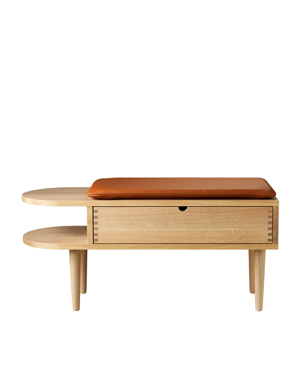 FDB Møbler F24 Bench โดย Mot & Bergstrøm ม้านั่งอเนกประสงค์ไม้โอ๊กพร้อมลิ้นชัก มีสองขนาด Small และ Large ดีไซน์ปี 2017