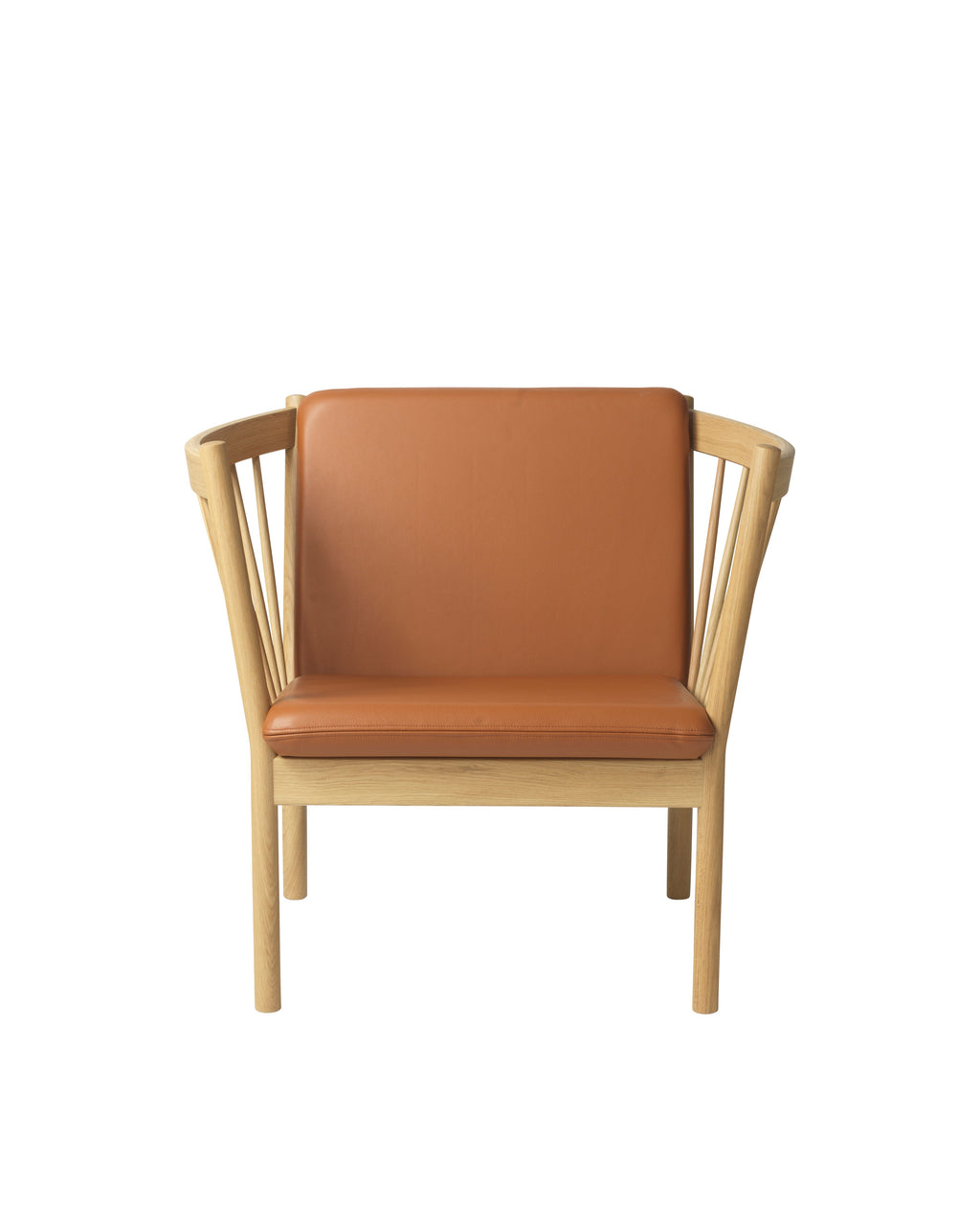 FDB Møbler J146 Armchair โดย Erik Ole Jørgensen โครงไม้โอ๊กเคลือบ lacquered พนักพิงแบบ spoke-back บุผ้าหรือหนัง ดีไซน์ปี 1978