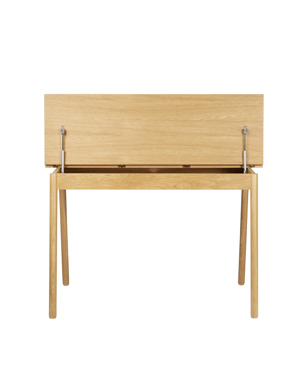 FDB Møbler C68 Nørrebro Desk โต๊ะทำงานไม้โอ๊กพร้อมชั้นวางยกสูง และท็อปลิโนเลียมสองสี Mushroom และ Nero ออกแบบโดย Isabel Ahm