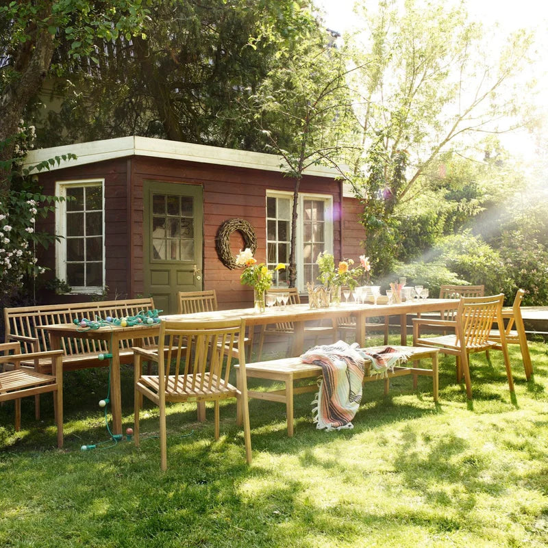 FDB Møbler M10 Sammen Bench ม้านั่งไม้ teak สำหรับ outdoor แบบไม่มีพนักพิง ออกแบบโดย Thomas E. Alken