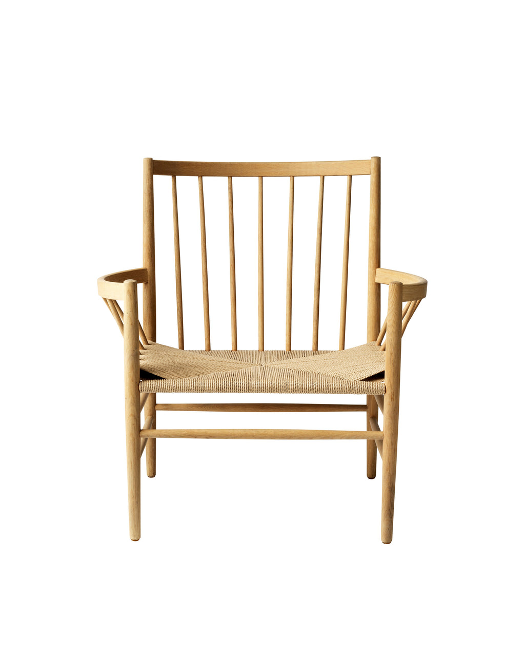 FDB Møbler J82 Lounge Chair โดย Jørgen Bækmark โครงไม้โอ๊กหรือบีช ที่นั่ง papercord natural ดีไซน์ปี 1962