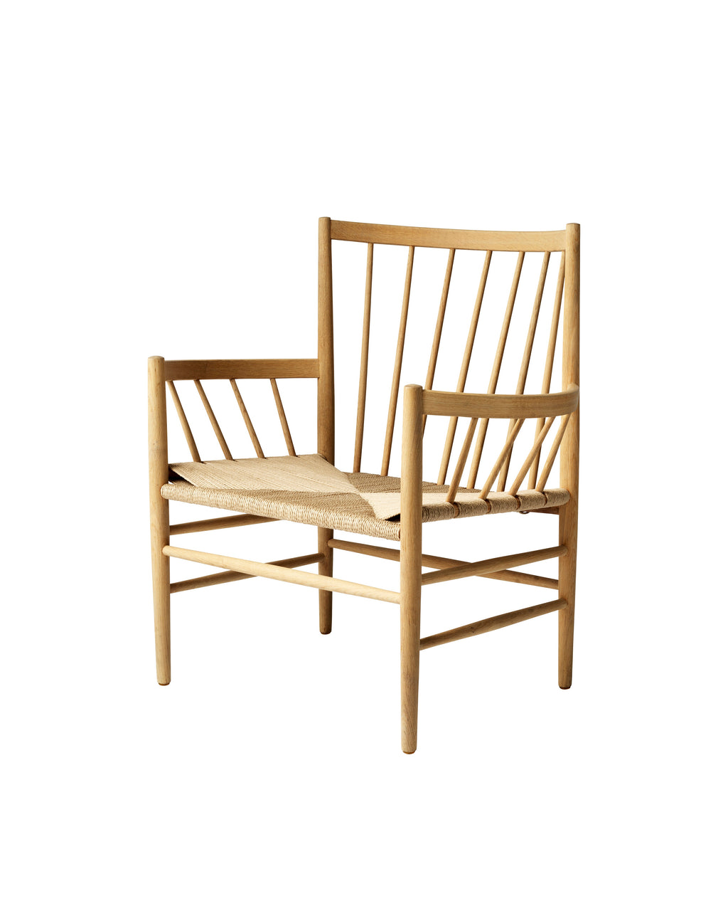 FDB Møbler J82 Lounge Chair โดย Jørgen Bækmark โครงไม้โอ๊กหรือบีช ที่นั่ง papercord natural ดีไซน์ปี 1962