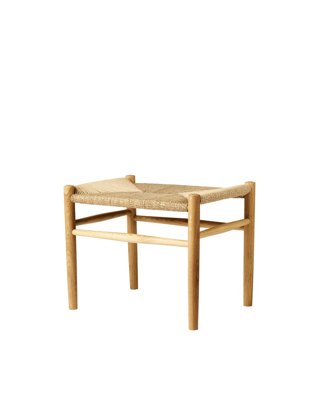 FDB Møbler J83 Series สตูลและเบนช์ไม้โอ๊ก พร้อมที่นั่ง papercord ถักมือ ดีไซน์คลาสสิกปี 1962 โดย Jørgen Bækmark