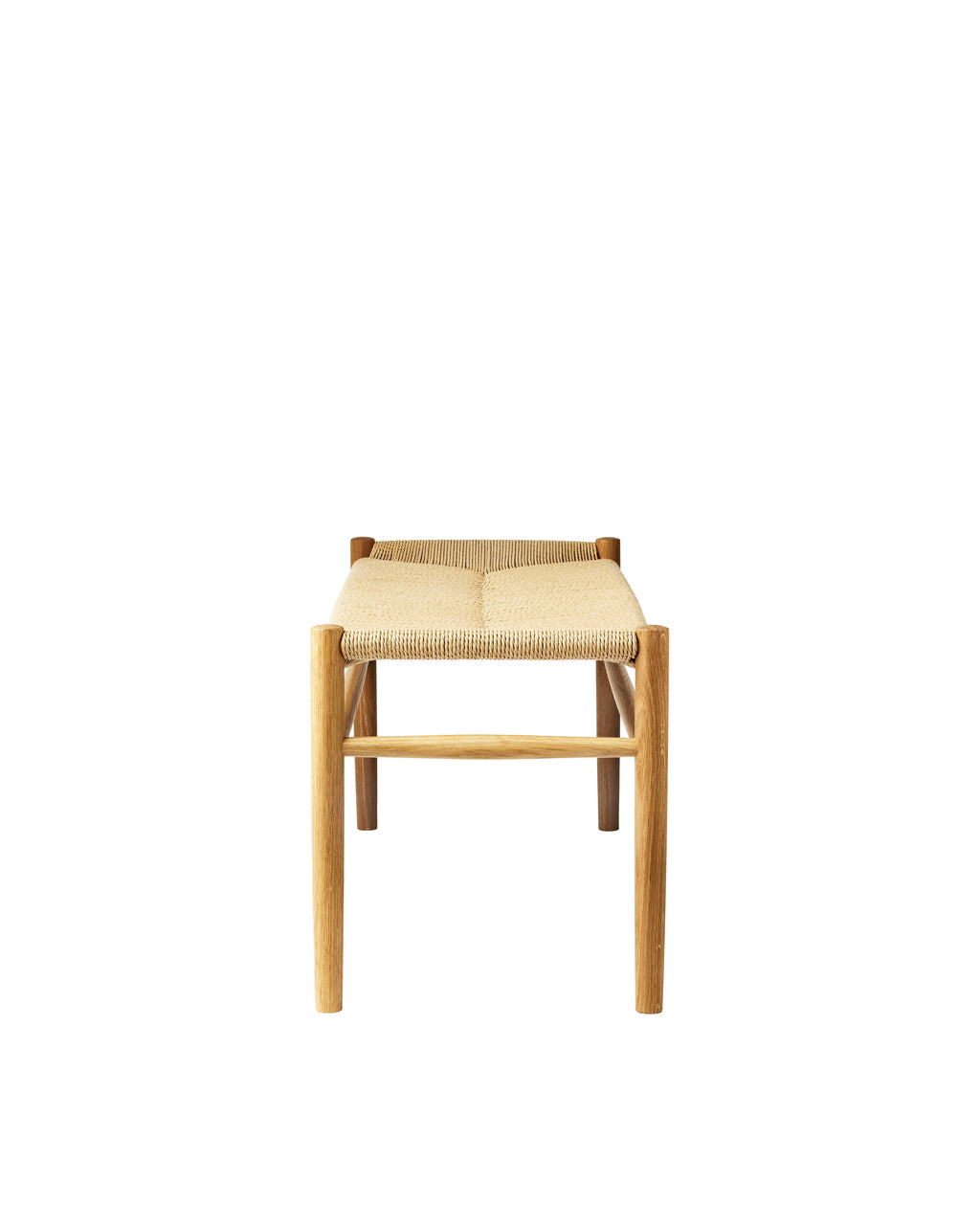 FDB Møbler J83 Series สตูลและเบนช์ไม้โอ๊ก พร้อมที่นั่ง papercord ถักมือ ดีไซน์คลาสสิกปี 1962 โดย Jørgen Bækmark