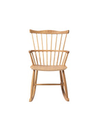 FDB Møbler J52G Rocking Chair โดย Børge Mogensen เก้าอี้โยกไม้โอ๊ก/บีช พนักพิงสไตล์ Windsor ดีไซน์ทศวรรษ 1950 เคลือบน้ำมัน