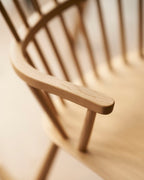 FDB Møbler J52G Rocking Chair โดย Børge Mogensen เก้าอี้โยกไม้โอ๊ก/บีช พนักพิงสไตล์ Windsor ดีไซน์ทศวรรษ 1950 เคลือบน้ำมัน