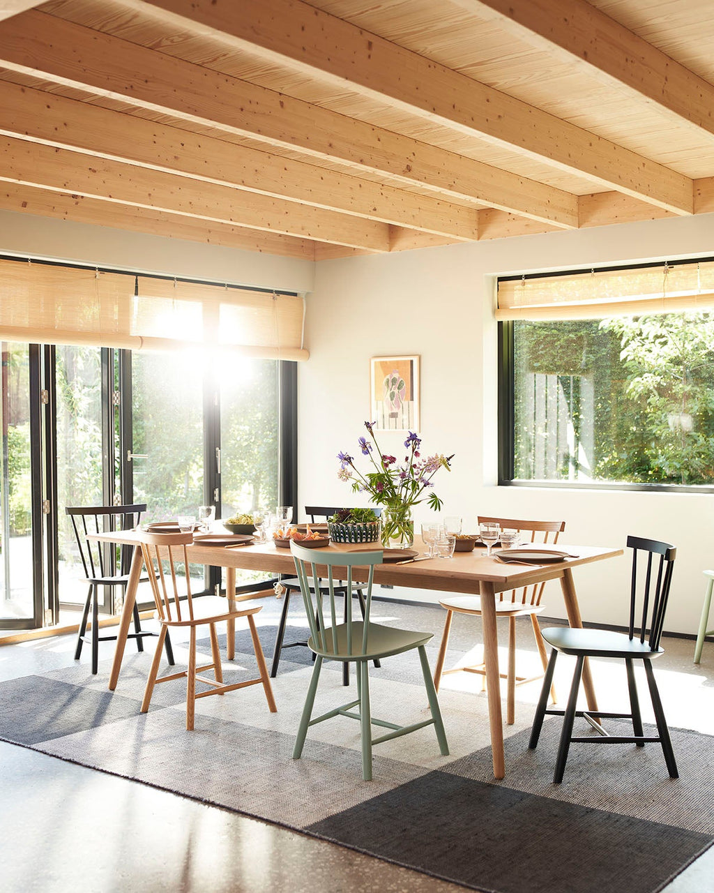 FDB Møbler J46 Chair โดย Poul M. Volther ทำจากไม้บีช/โอ๊ค ดีไซน์พนักพิงซี่ไม้ปี 1956 เคลือบผิวน้ำแบบ lacquered