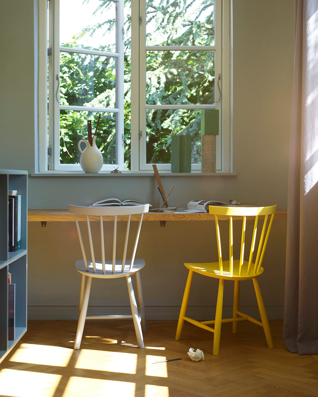 FDB Møbler J46 Chair โดย Poul M. Volther ทำจากไม้บีช/โอ๊ค ดีไซน์พนักพิงซี่ไม้ปี 1956 เคลือบผิวน้ำแบบ lacquered