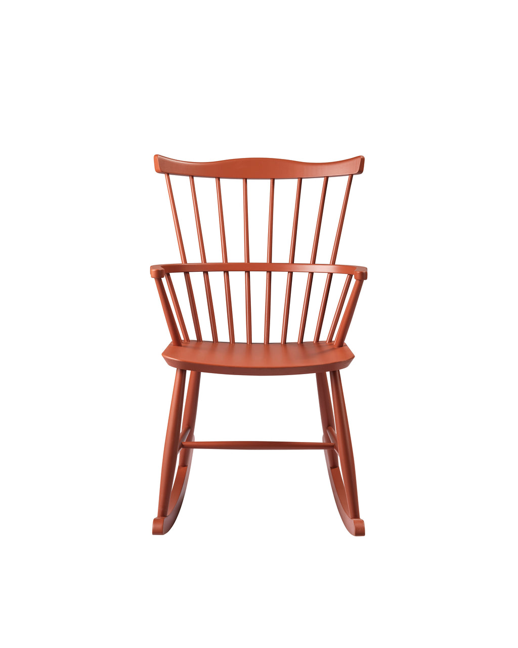 FDB Møbler J52G Rocking Chair โดย Børge Mogensen เก้าอี้โยกไม้โอ๊ก/บีช พนักพิงสไตล์ Windsor ดีไซน์ทศวรรษ 1950 เคลือบน้ำมัน