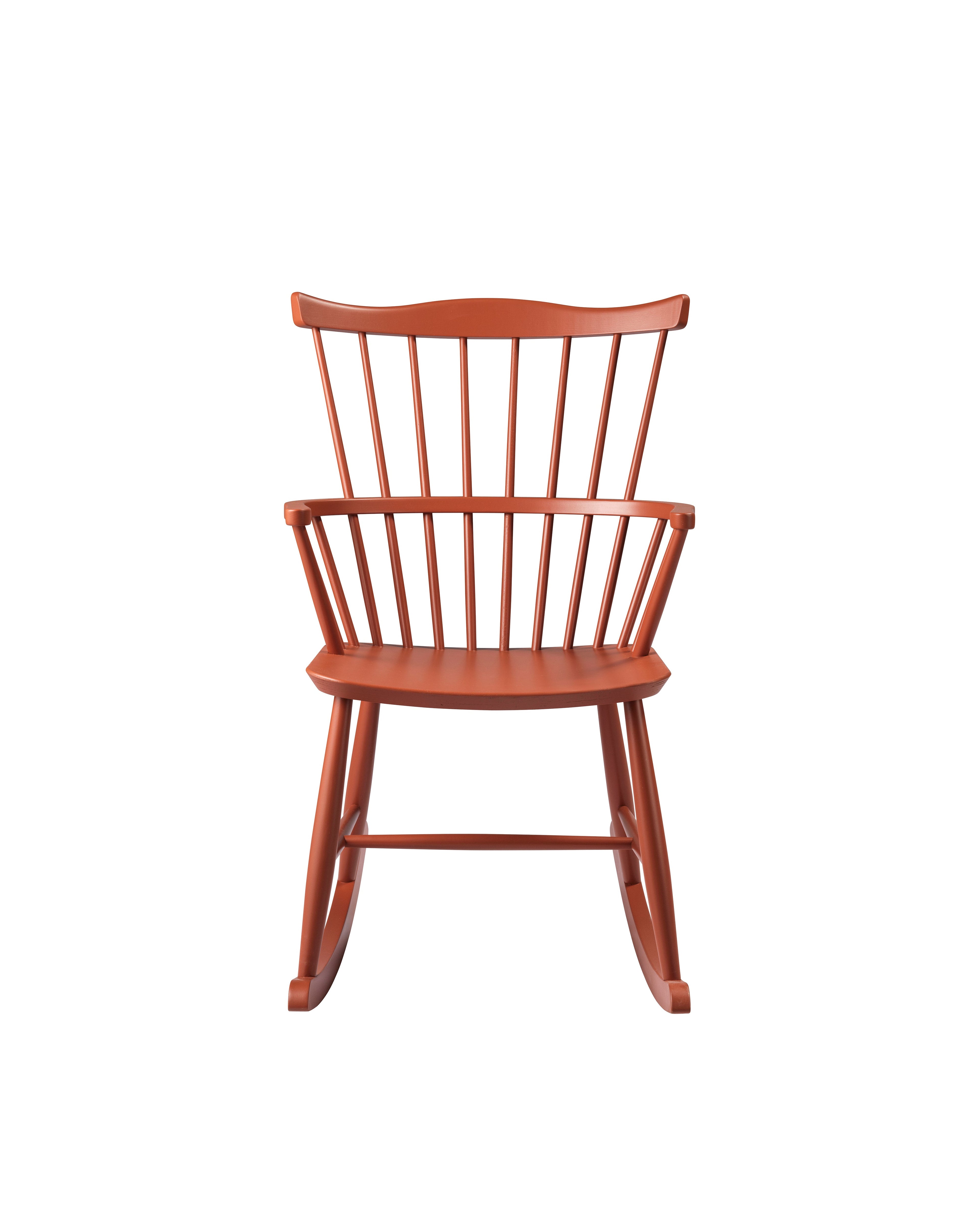 FDB Møbler J52G Rocking Chair โดย Børge Mogensen เก้าอี้โยกไม้โอ๊ก/บีช พนักพิงสไตล์ Windsor ดีไซน์ทศวรรษ 1950 เคลือบน้ำมัน