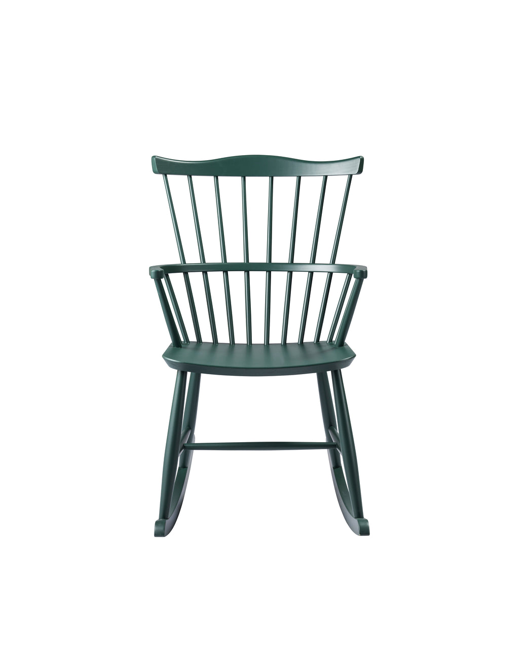 FDB Møbler J52G Rocking Chair โดย Børge Mogensen เก้าอี้โยกไม้โอ๊ก/บีช พนักพิงสไตล์ Windsor ดีไซน์ทศวรรษ 1950 เคลือบน้ำมัน