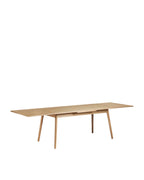 FDB Møbler C35 Dining Table Series โต๊ะไม้โอ๊กดีไซน์ปี 1957 โดย Poul M. Volther พร้อมตัวเลือกท็อปไม้โอ๊กและลิเนเลียม หลายขนาดและแผ่นต่อโต๊ะ (extension leaves)