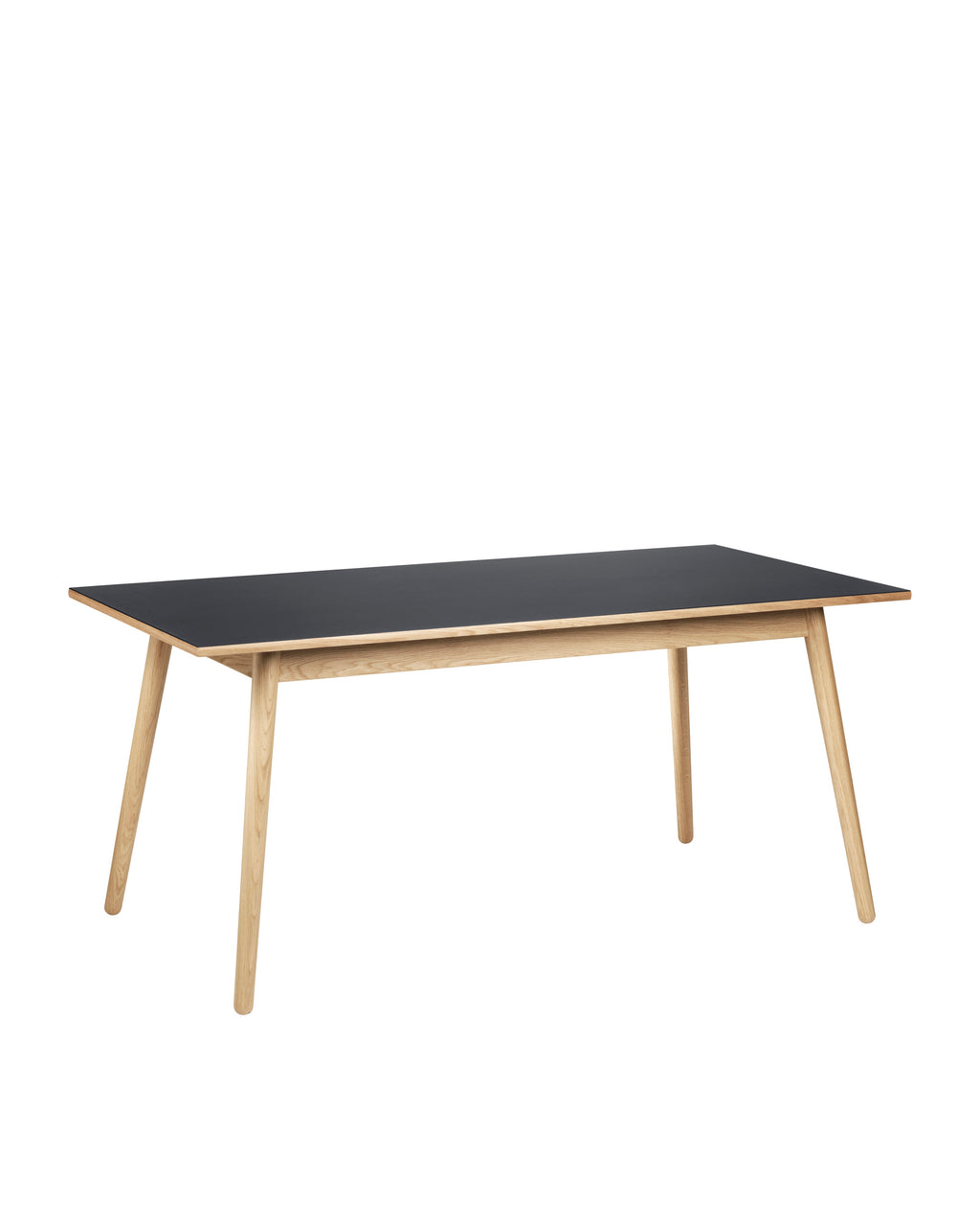FDB Møbler C35 Dining Table Series โต๊ะไม้โอ๊กดีไซน์ปี 1957 โดย Poul M. Volther พร้อมตัวเลือกท็อปไม้โอ๊กและลิเนเลียม หลายขนาดและแผ่นต่อโต๊ะ (extension leaves)