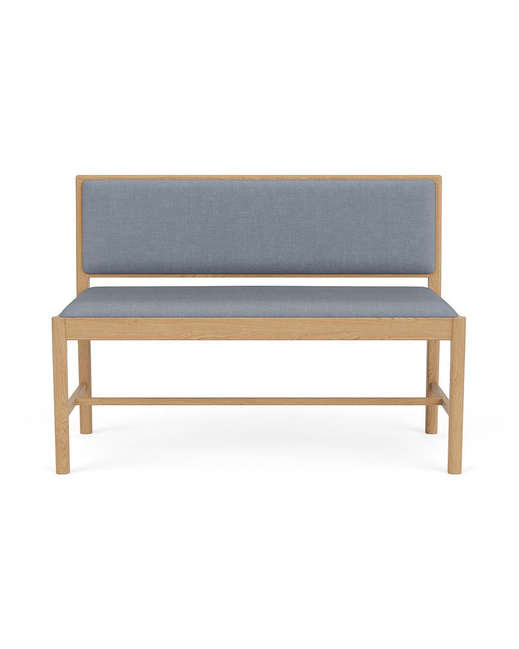FDB Møbler J176 Sønderborg เบนช์ไม้โอ๊กเคลือบน้ำมัน พร้อมเบาะผ้า Meleret หรือ Ploegwool Blue ออกแบบโดย Mogens Koch