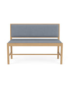 FDB Møbler J176 Sønderborg เบนช์ไม้โอ๊กเคลือบน้ำมัน พร้อมเบาะผ้า Meleret หรือ Ploegwool Blue ออกแบบโดย Mogens Koch