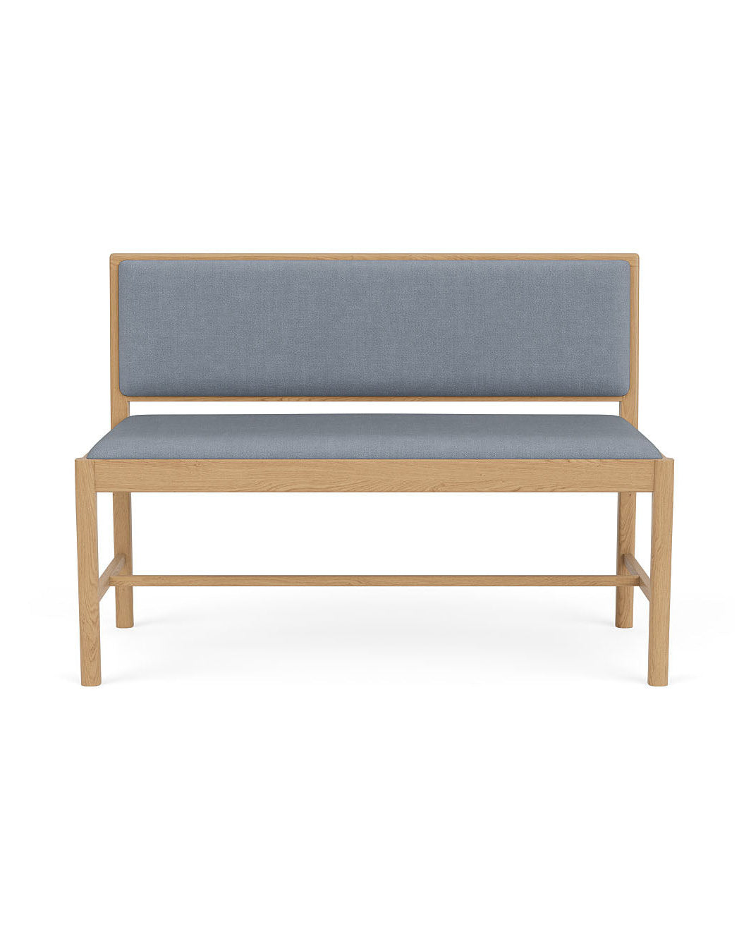 FDB Møbler J176 Sønderborg เบนช์ไม้โอ๊กเคลือบน้ำมัน พร้อมเบาะผ้า Meleret หรือ Ploegwool Blue ออกแบบโดย Mogens Koch