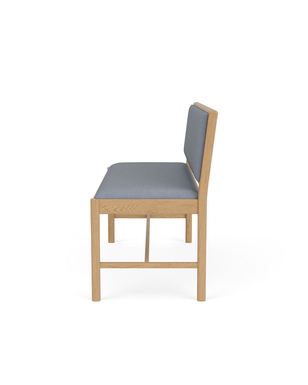 FDB Møbler J176 Sønderborg เบนช์ไม้โอ๊กเคลือบน้ำมัน พร้อมเบาะผ้า Meleret หรือ Ploegwool Blue ออกแบบโดย Mogens Koch