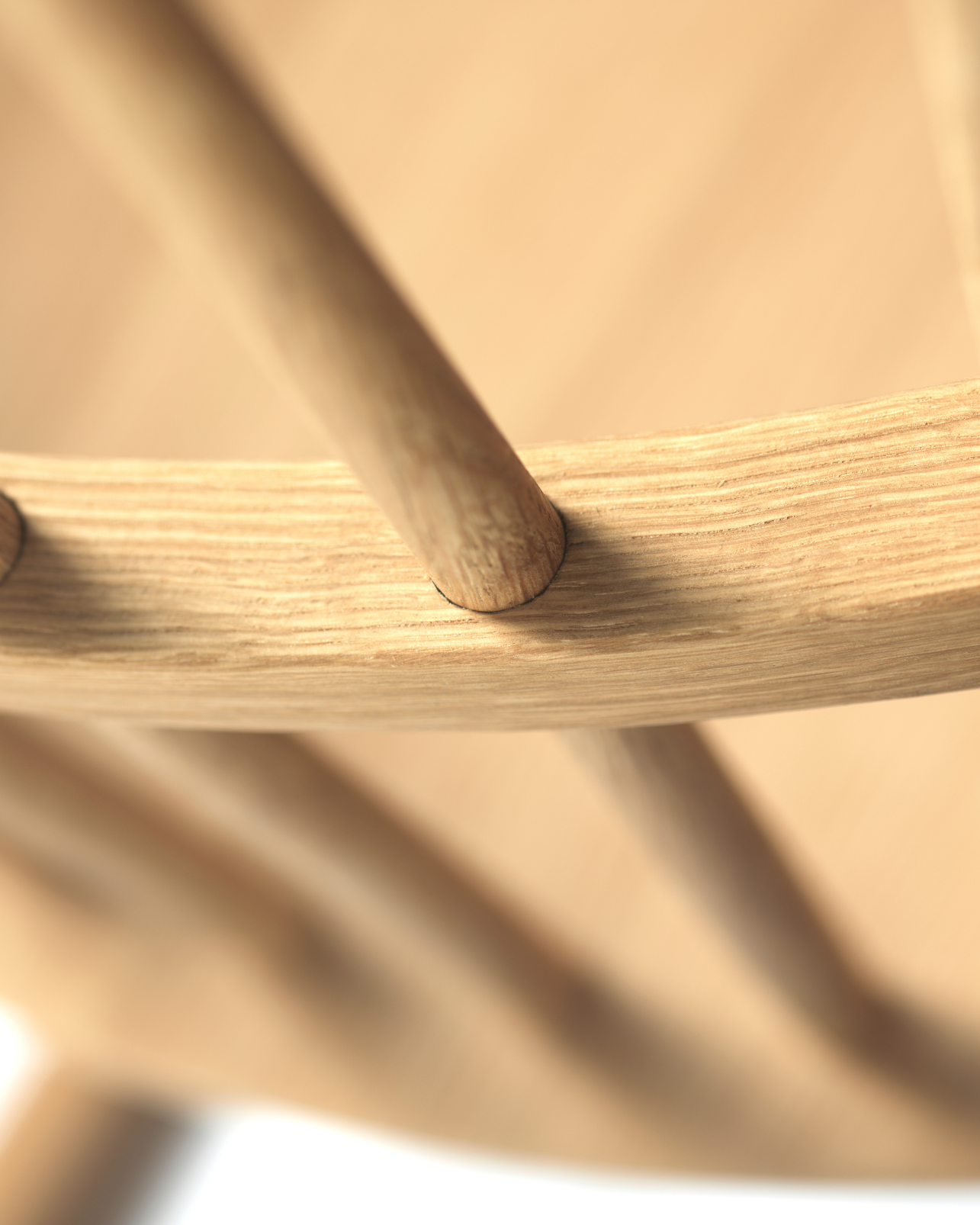 FDB Møbler J52G Rocking Chair โดย Børge Mogensen เก้าอี้โยกไม้โอ๊ก/บีช พนักพิงสไตล์ Windsor ดีไซน์ทศวรรษ 1950 เคลือบน้ำมัน