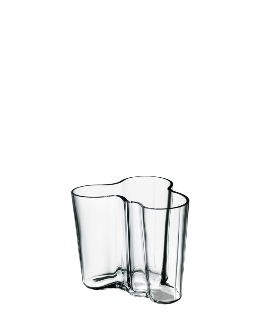 แจกันแก้ว Alvar Aalto จาก Iittala เป่าแก้วด้วยมือ แรงบันดาลใจจากคลื่นน้ำ สี Clear ขนาด 95 มม.