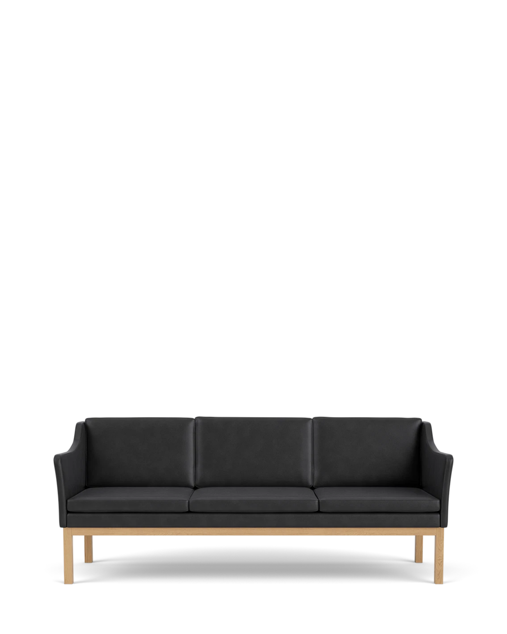 FDB Møbler L43 MK46 3-Seater Sofa โซฟาไม้โอ๊คพร้อมเบาะหนังดีไซน์สแกนดิเนเวียนโครงสร้างเปิด ออกแบบโดย Mogens Koch
