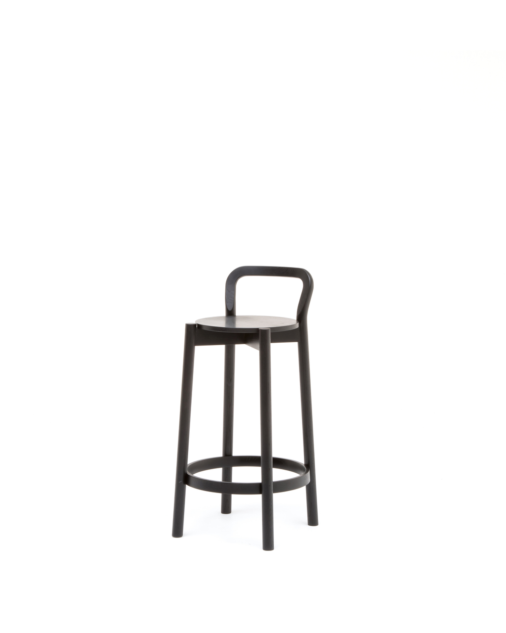 Karimoku New Standard Castor Bar Stool with Backrest สตูลบาร์ไม้โอ๊คมีพนักพิง