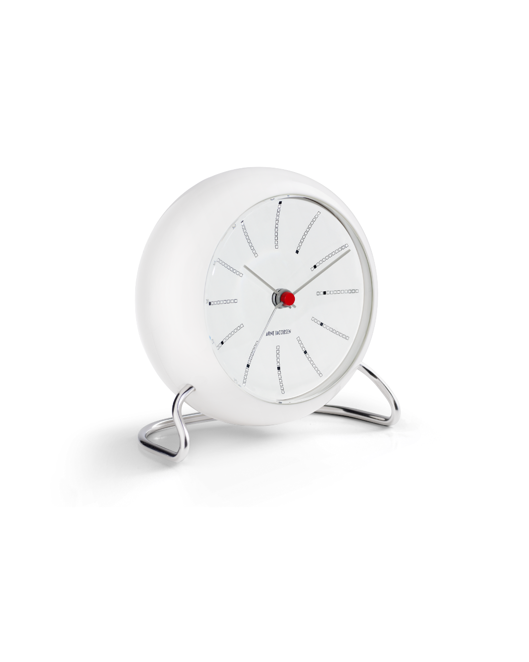 นาฬิกาตั้งโต๊ะ Arne Jacobsen Station Table Clock ดีไซน์มินิมอลคลาสสิก หน้าปัดกราฟิกอ่านง่าย ฐานโลหะโค้งแบบไอคอนิก จัดจำหน่ายโดย Old Pine Trees