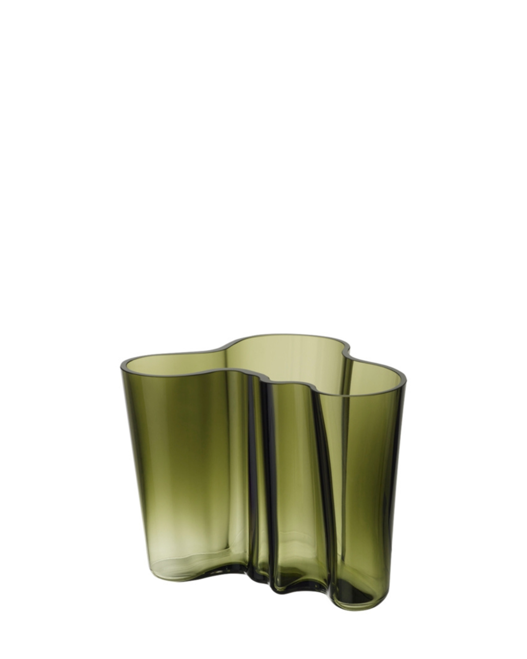 แจกันแก้ว Alvar Aalto จาก Iittala เป่าแก้วด้วยมือ แรงบันดาลใจจากคลื่นน้ำ สี Moss Green ขนาด 160 มม.
