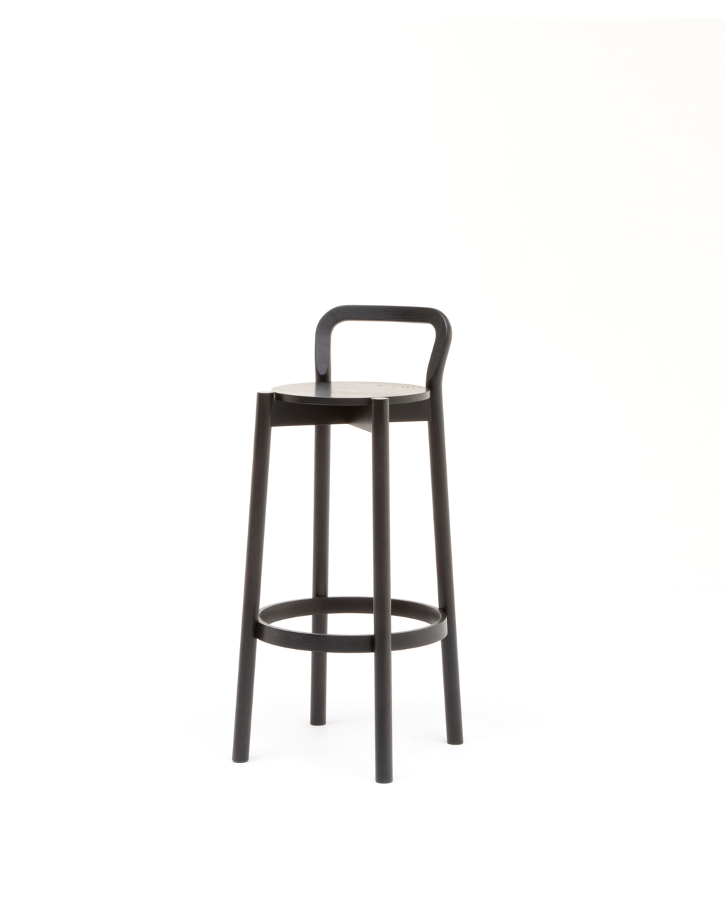 Karimoku New Standard Castor Bar Stool with Backrest High สตูลบาร์ไม้โอ๊คมีพนักพิง