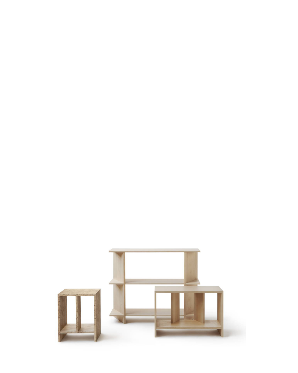Nikari Arte Osa 1-2-3 เฟอร์นิเจอร์ birch แบบเปิดสำหรับวางและจัดเก็บของ มีให้เลือกสามขนาด ออกแบบโดย Alfredo Häberli