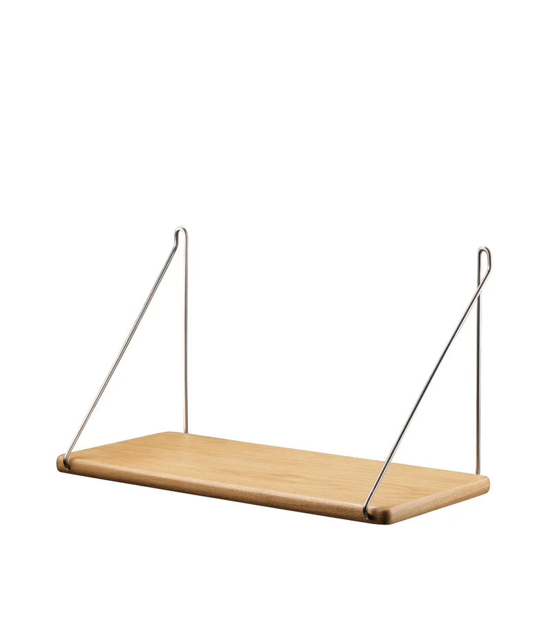FDB Møbler B145 Shelf ชั้นวางติดผนังไม้ oak veneer พร้อมขาเหล็ก ออกแบบโดย Ejvind A. Johansson