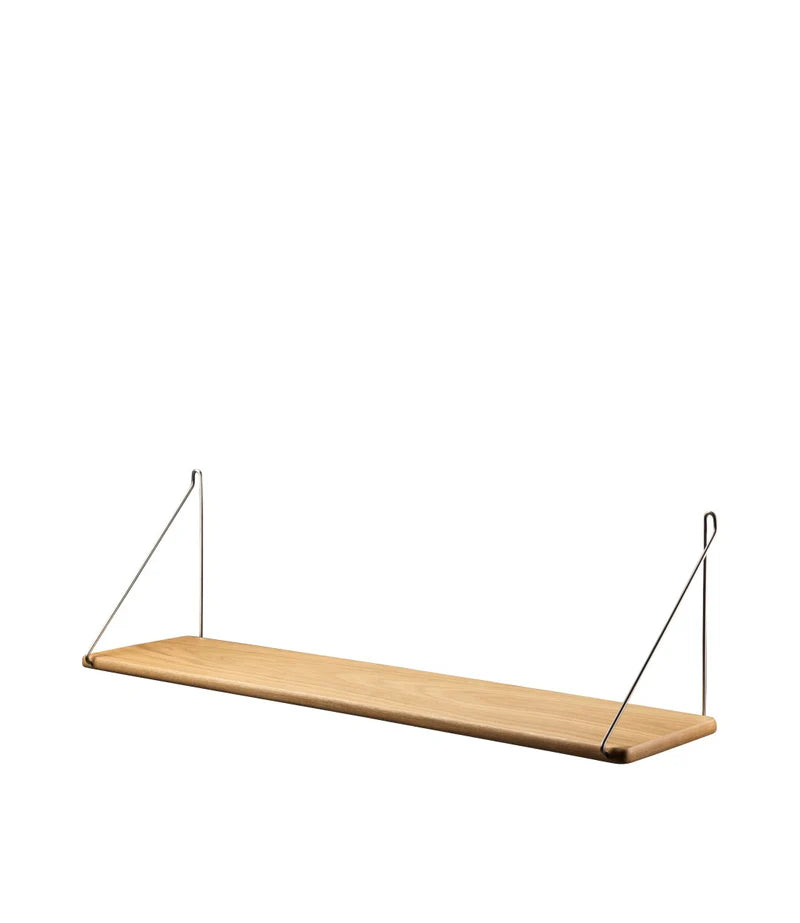 FDB Møbler B145 Shelf ชั้นวางติดผนังไม้ oak veneer พร้อมขาเหล็ก ออกแบบโดย Ejvind A. Johansson