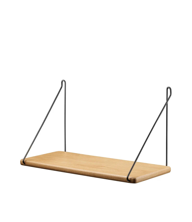 FDB Møbler B145 Shelf ชั้นวางติดผนังไม้ oak veneer พร้อมขาเหล็ก ออกแบบโดย Ejvind A. Johansson
